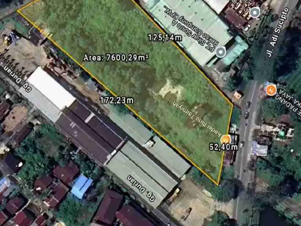 Tanah tepi jalan Adisucipto 53/60x150