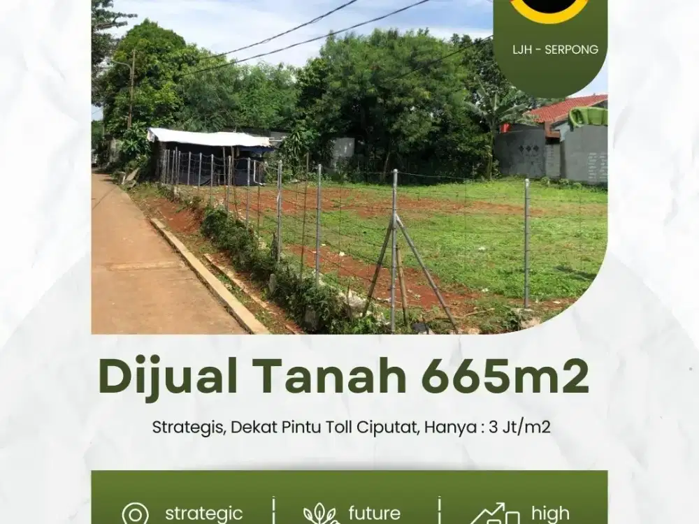 Tanah Hook, Cocok untuk Kos Kosan, Dekat Toll Ciputat, Pamulang