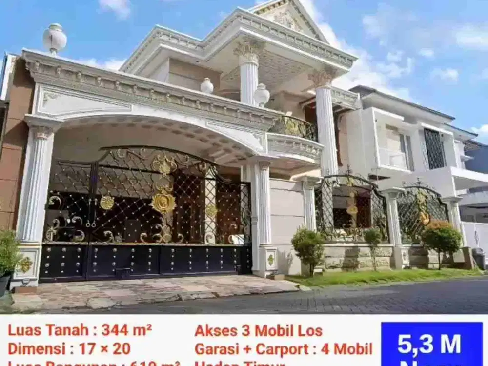 RUMAH CLASIC MEWAH  DAN MINIMALIS 2 LANTAI DI PERUMAHAN GRAHA KEBONSARI ELVEKA (DEKAT AL HIKMAH)