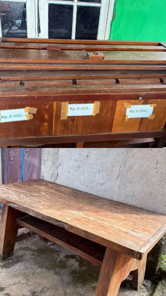 Dijual Meja Kayu, Tempat Beras & Dipan Kasur Kayu