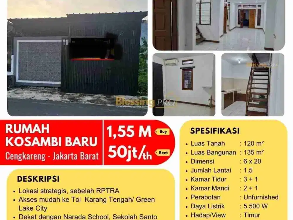 Disewakan Rmh Duri Kosambi Jakarta Barat