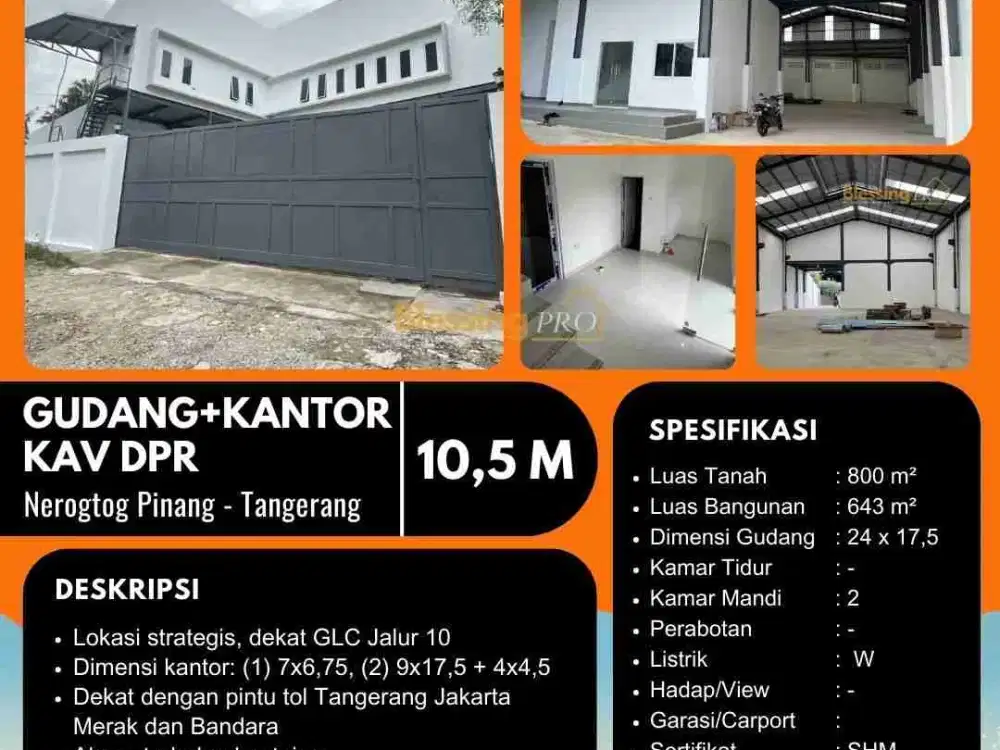 Dijual Gudang +Kantor kav DPR
