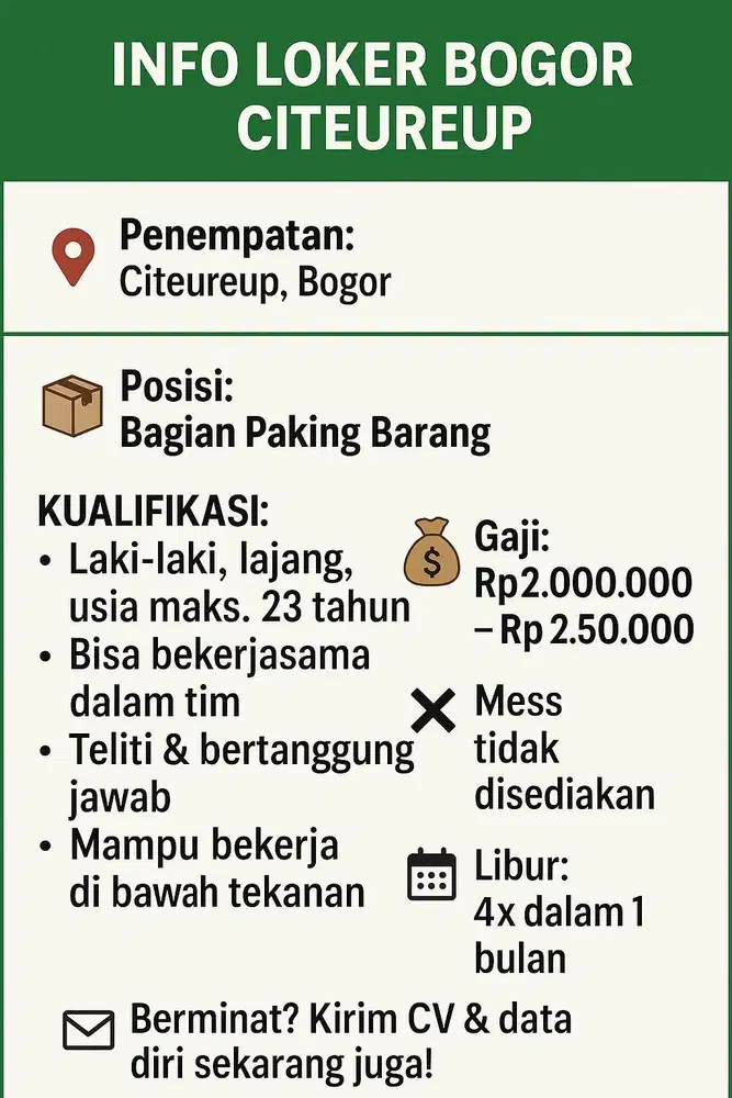 INFO LOKER BOGOR - Packing Barang