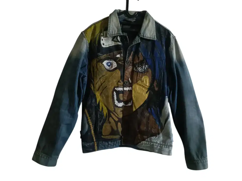 Jaket Jacket Jeans Denim Cardinal Original Painting