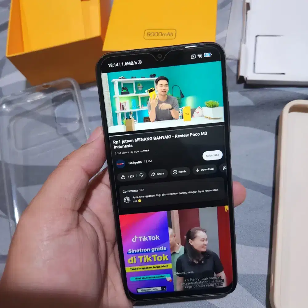 Xiaomi Poco M3 4/64GB Hitam Second Sangat Mulus