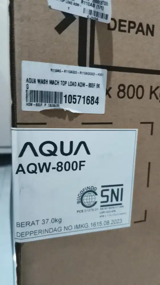 Mesin cuci otomatis aqua 8kg