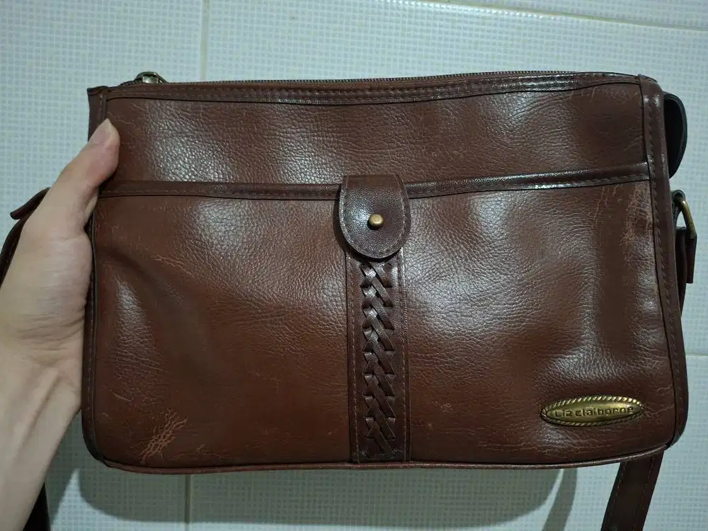 Liz Claiborne Vintage Designer Crossbody Bag Purse,  Y2K Brown