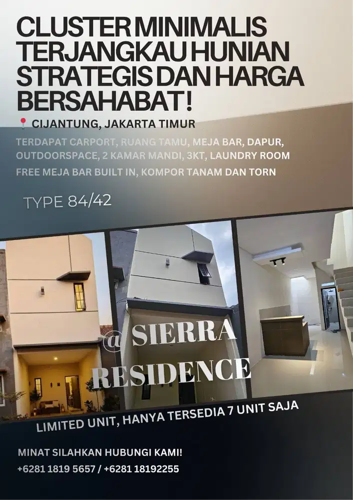 Jual Rumah Cluster di Cijantung Jakarta Timur Mulai 450jt - 1M