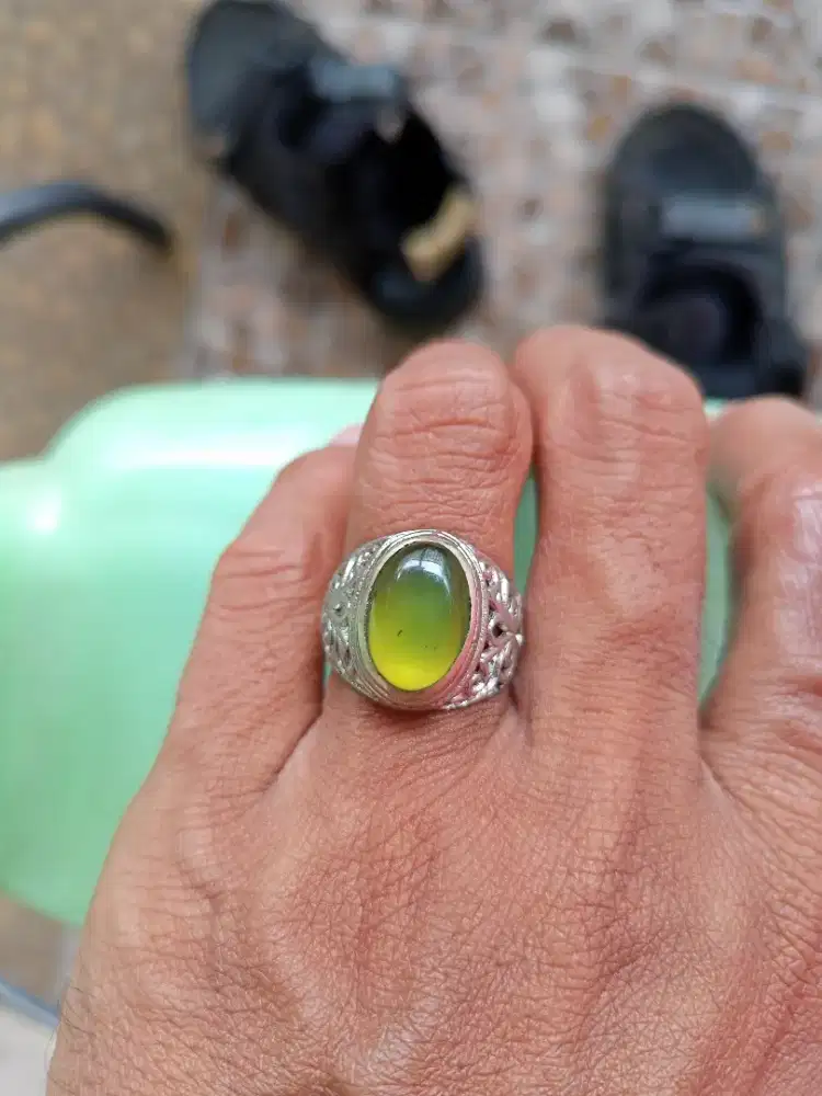 Batu Cincin Akik Permata Natural Idocrase Sungai Dareh Pucuk Pisang