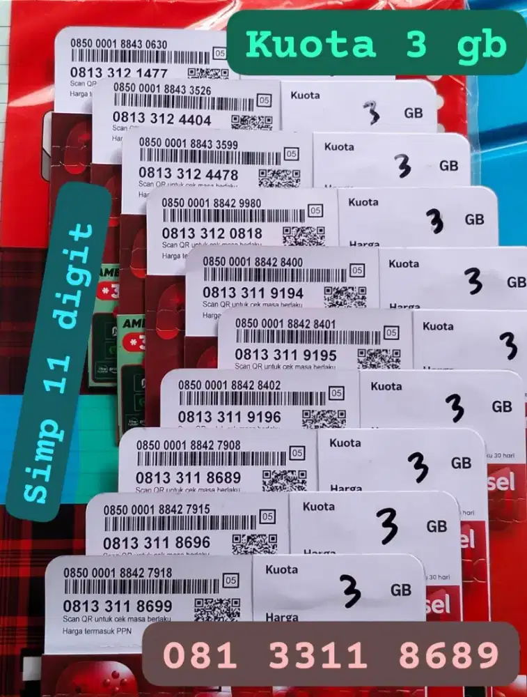 NOMOR CANTIK SIMPATI 11 DIGIT ISI 3 GB NASIONAL BERLAKU SATU BULAN.