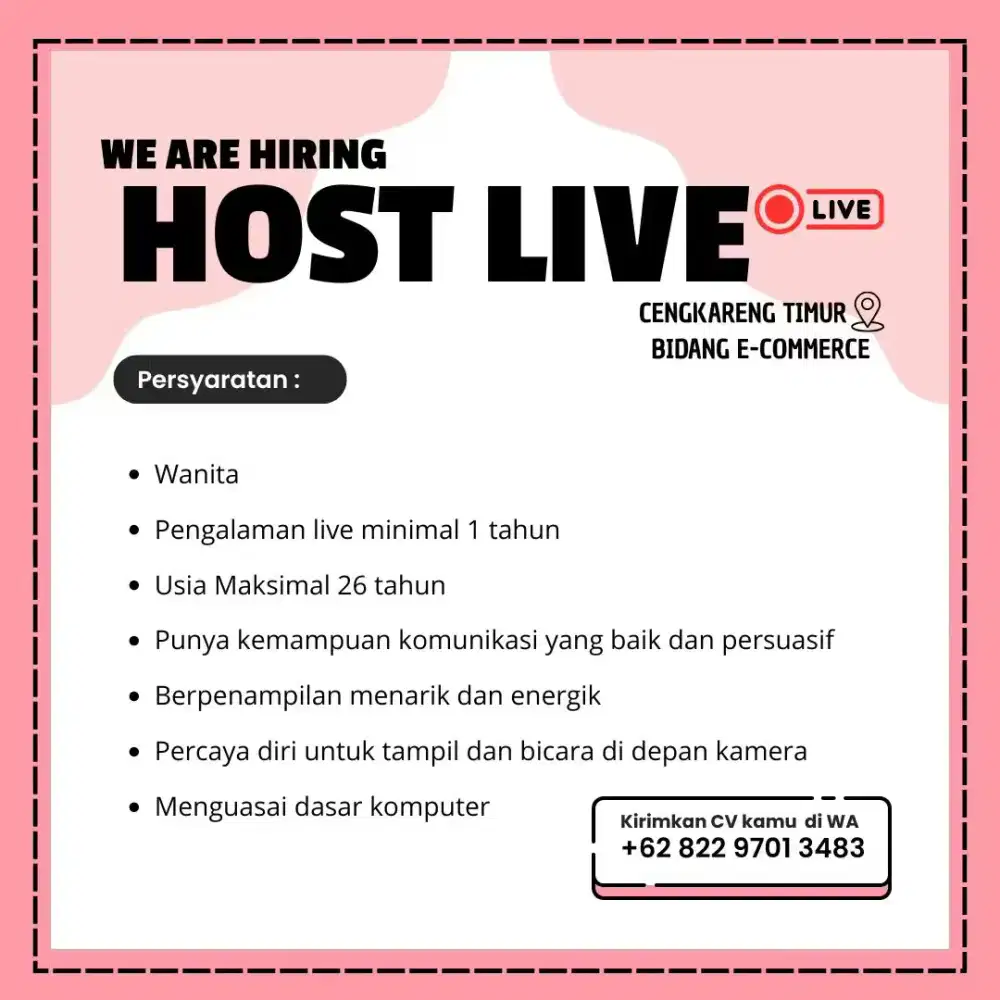 Urgent! Loker untuk HOST LIVE di Cengkareng Timur