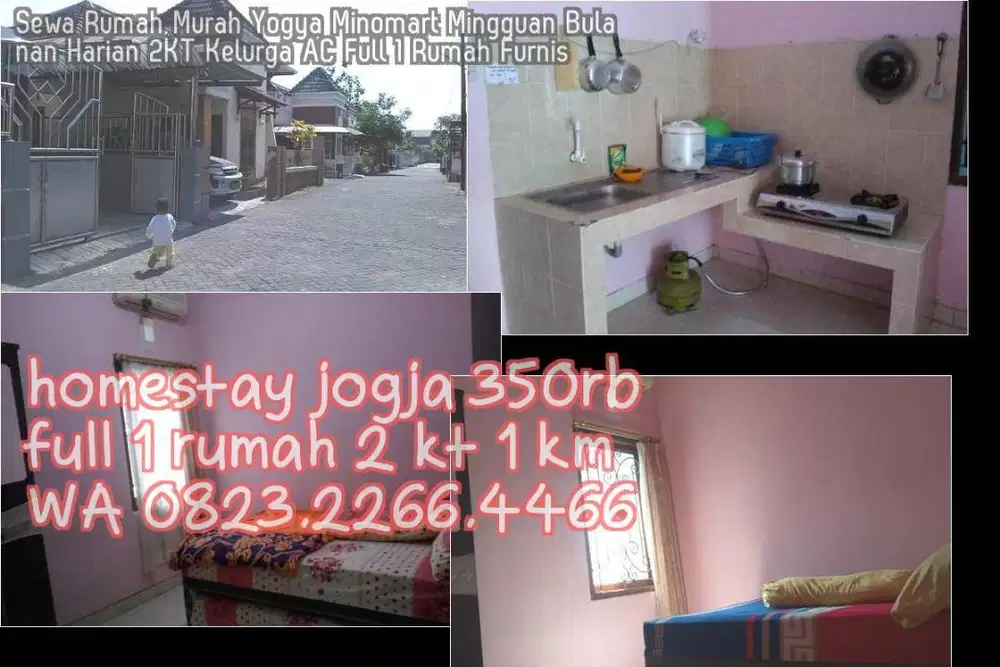 Sewa Rumah Murah Yogya Minomart Mingguan Bulanan Harian 2KT Kelurga AC