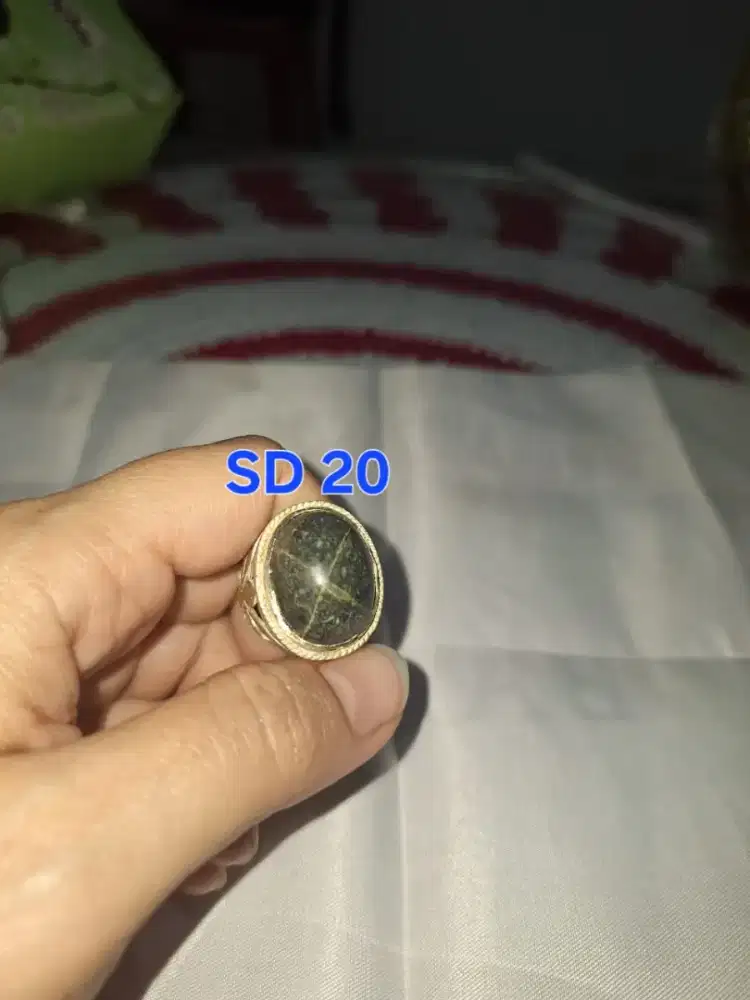Batu cincin tapak jalak 
Hitam garis perak 
SD 20 Ring perak alpaca 
B