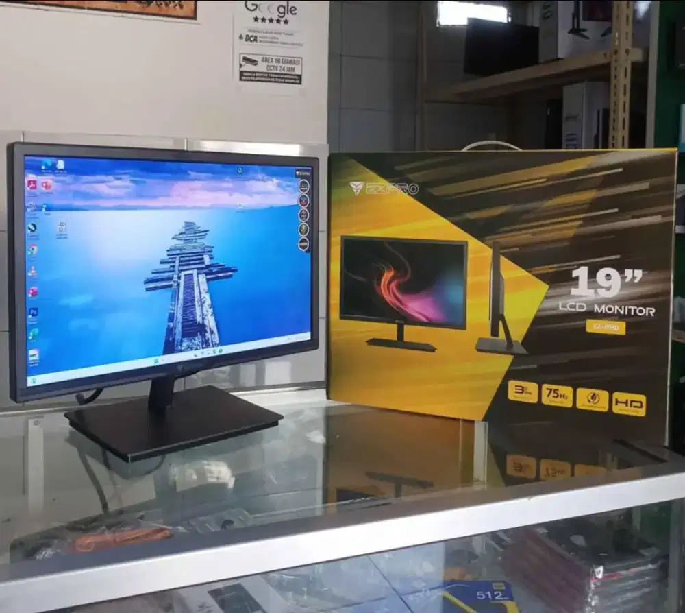 LED MONITOR 19INCH EZPRO EZ-19HD HD+ 75HZ PORT VGA & HDMI BARU