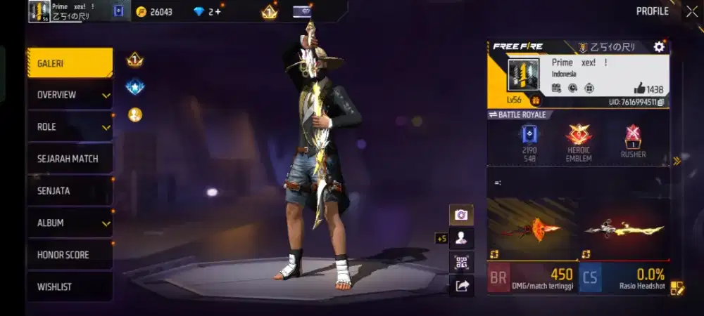 di jual nh BRE akun ff