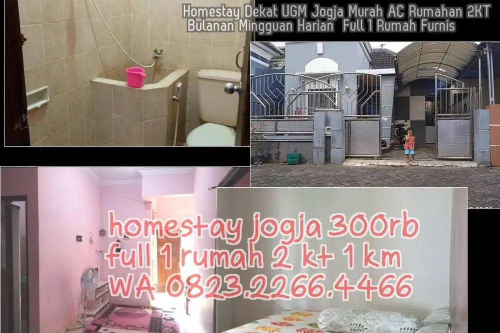 Homestay Dekat UGM Jogja Murah AC Rumahan 2KT Bulanan Mingguan Harian