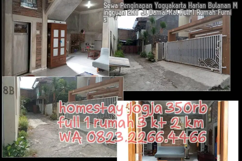 Sewa Penginapan Yogyakarta Harian Bulanan Mingguan 2KT Jl Damai Kal