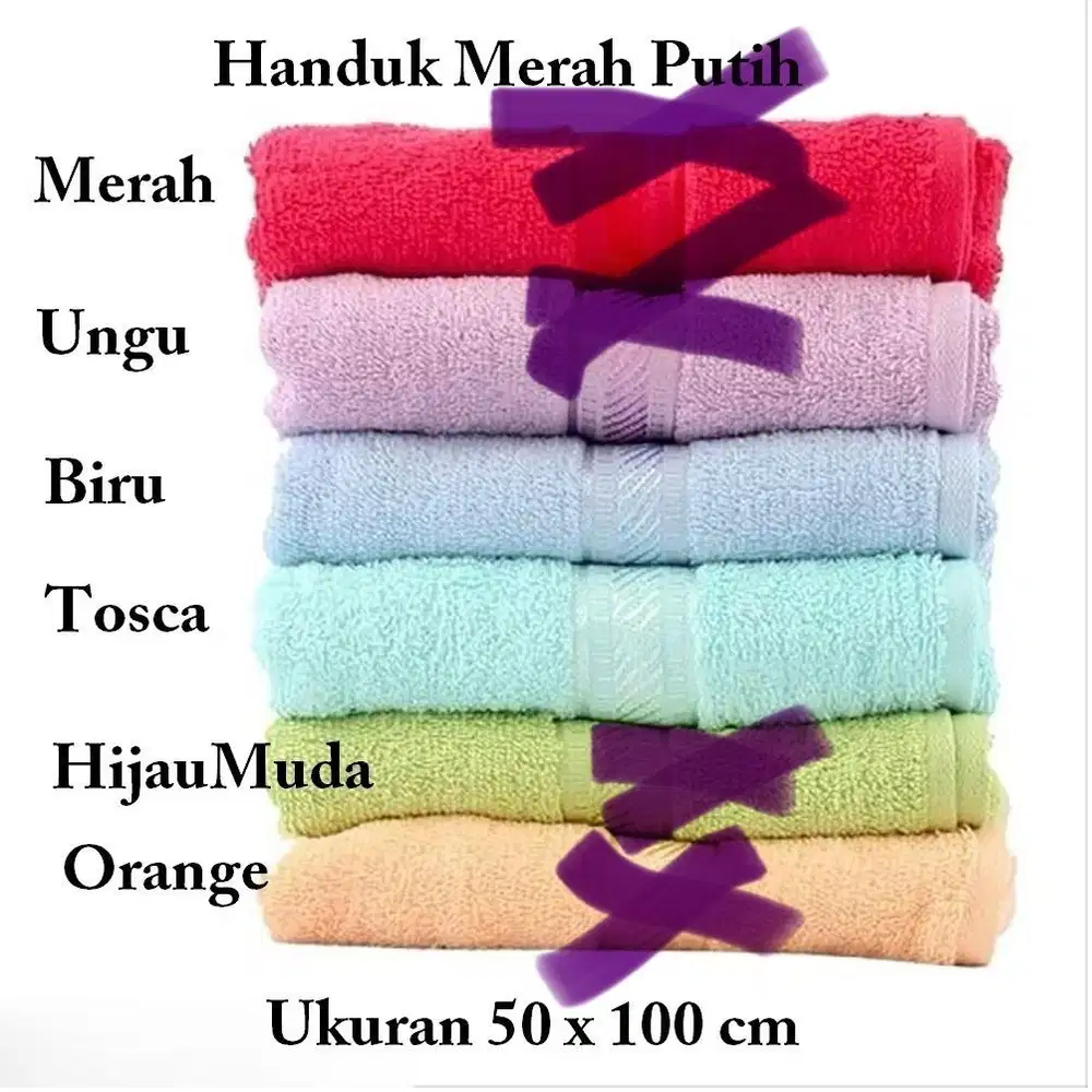 2 buah Handuk Merah Putih ukuran 50x100