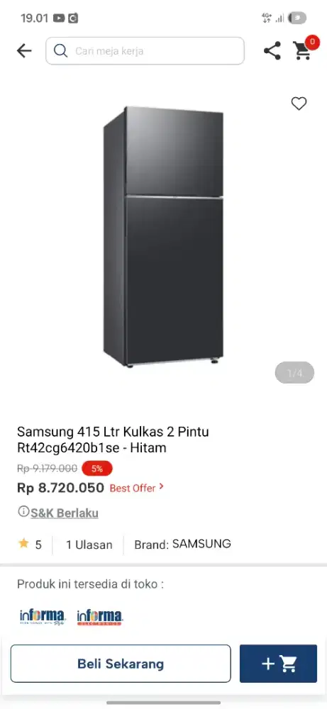 Ready stok kulkas samsung 2 pintu