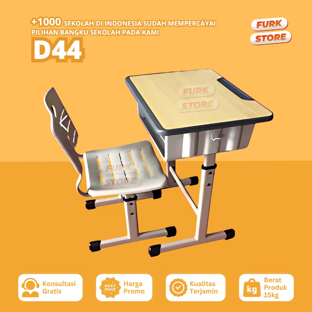 Meja Kursi Sekolah Tipe D44 – Bangku Sekolah Modern | Kursi Siswa | Me