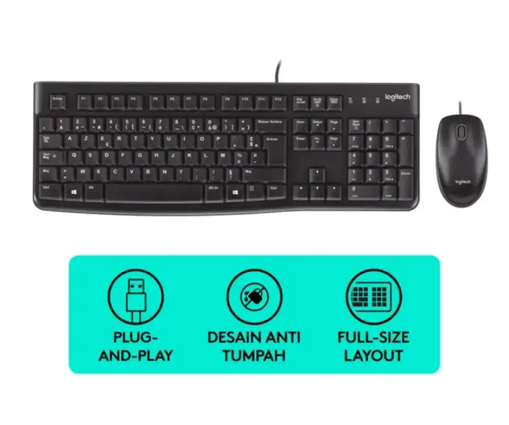 Keyboard dan Mouse Logitech MK120 Corded