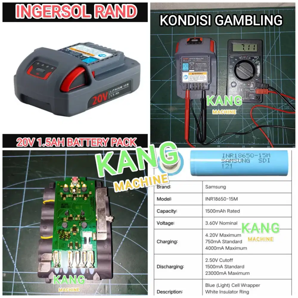 Baterai ingersol rand IR 20V 1.5ah BL2005 kondisi gambling
