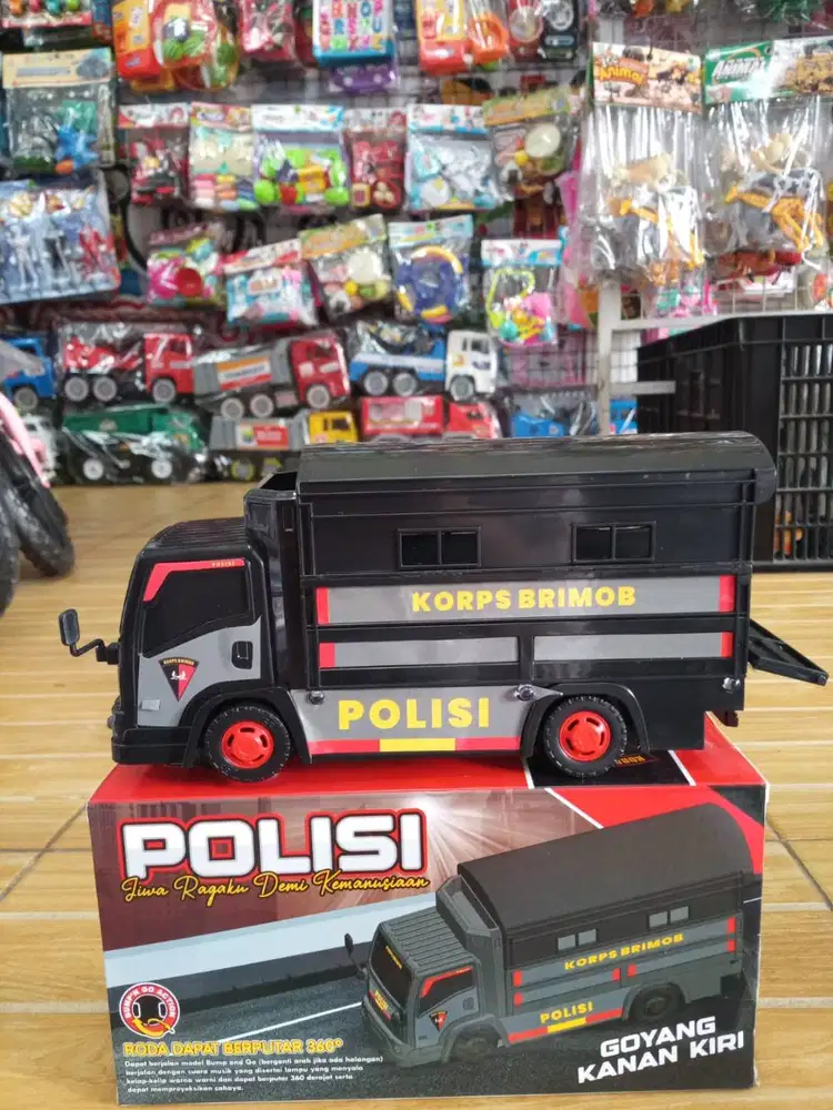 mainan anak truk polisi brimobb bateraii