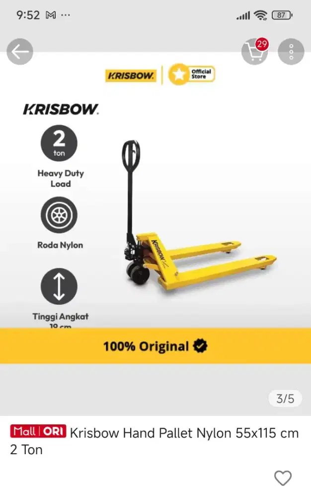 Jual HAND PALLET KRISBOW kondisi baru