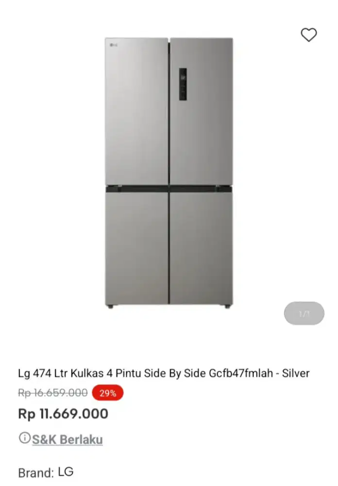 PROMO KREDIT LG 474LTR KULKAS 4 PINTU SBS