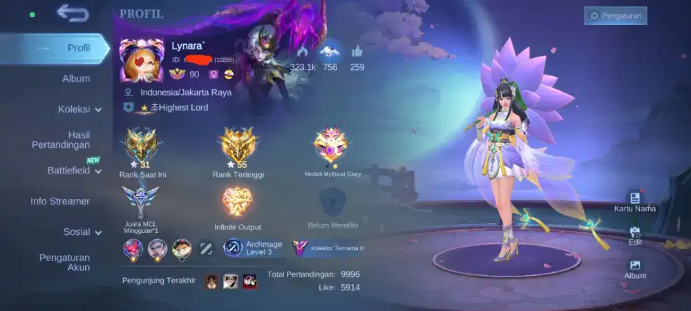 Mobile Legends akun cewe Murmer