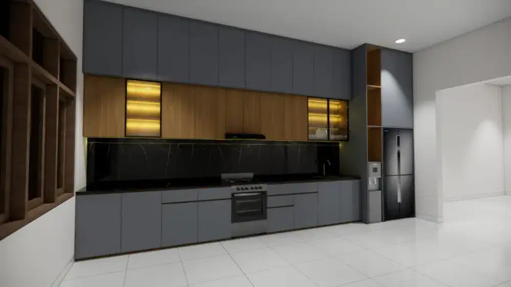 interior desain kitchen set kamar set wardrobe lemari backdrop tv