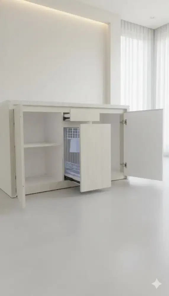 Meja dapur HPL minimalis modern dan mudah dibersihkan