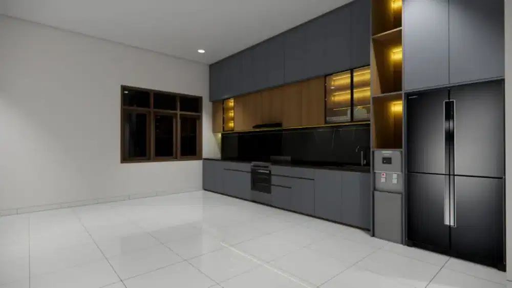 interior desain kitchen set kamar set wardrobe lemari backdrop tv