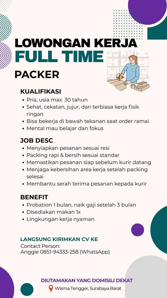 Lowongan Kerja Packer Produk Bayi di Surabaya Barat