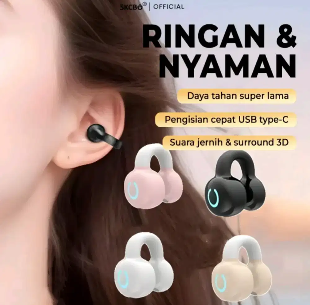 Headset bluetooth jepit telinga