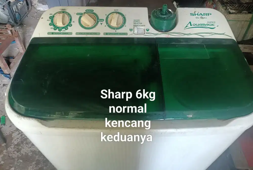 Mesin cuci Sharp normal kencang keduanya 6kg