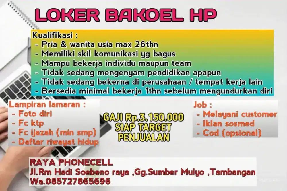 Loker Penjualan Handphone di Toko