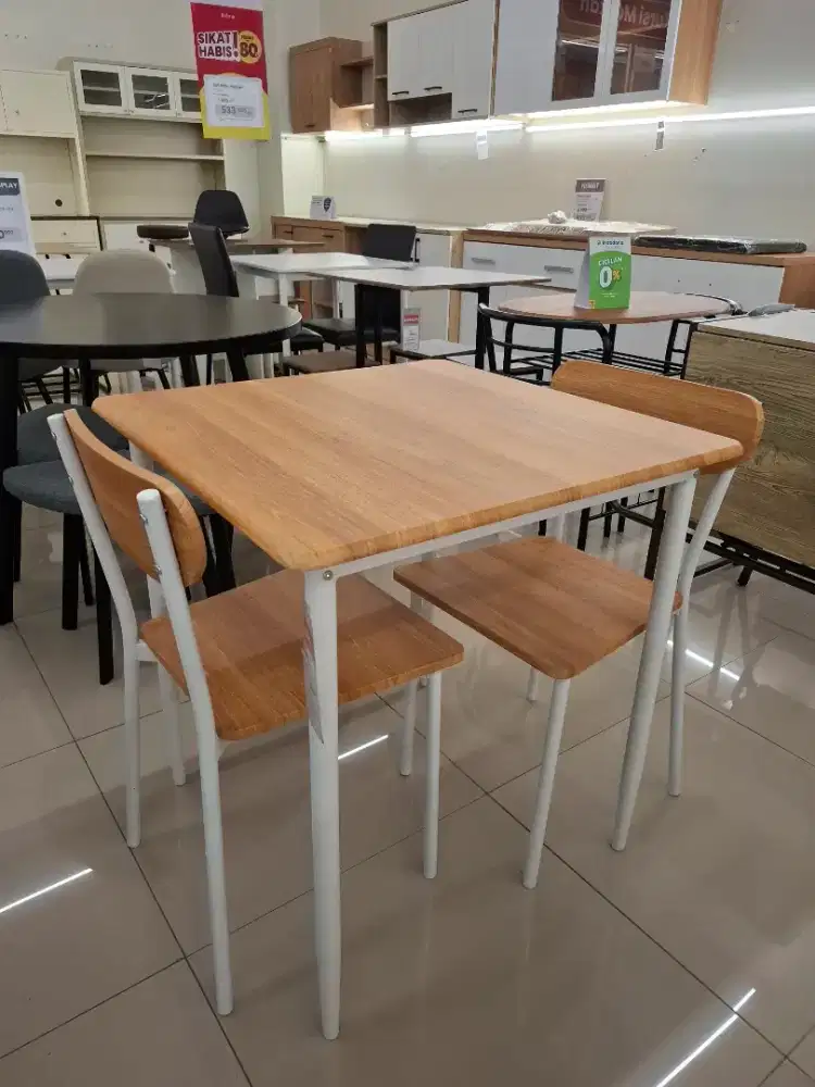 MEJA MAKAN SET 2 KURSI KAKI BESI
