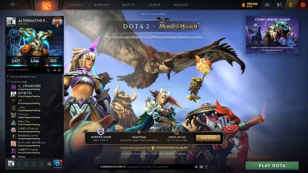 JUAL AKUN DOTA 2 IMMORTAL MMR 6015
