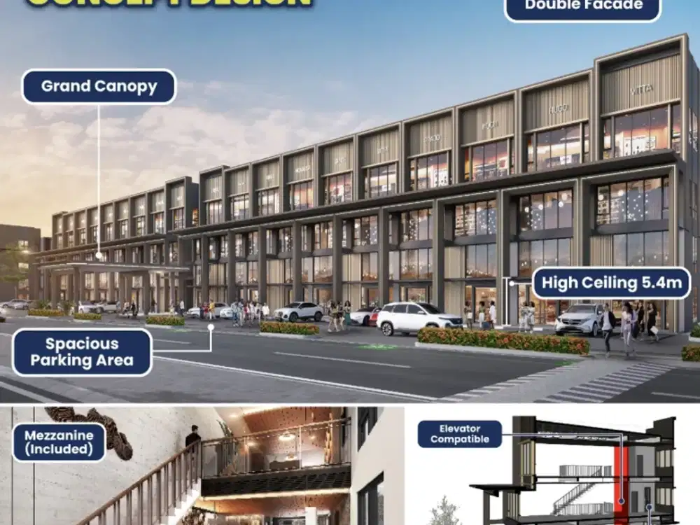 Hampton East Ruko hadap depan 3.5 Lantai (Studio Loft)