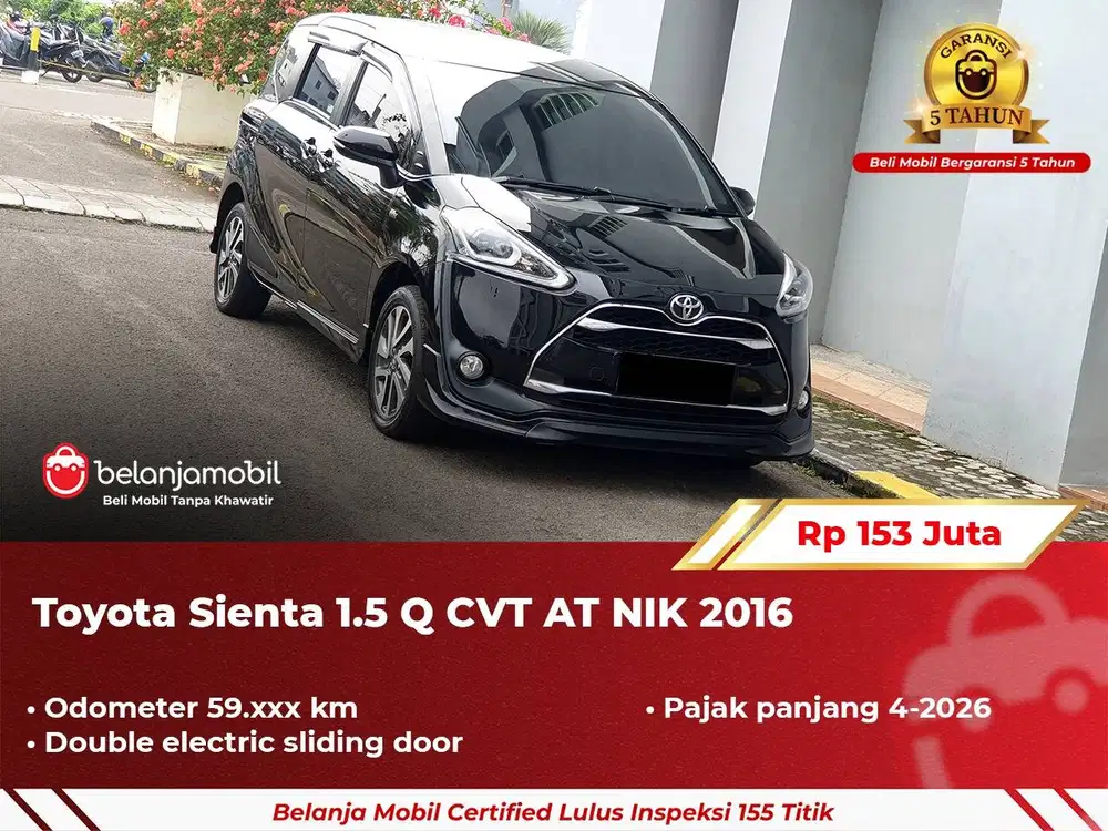 [ GARANSI 5TH ] Toyota Sienta 1.5 Q CVT AT Hitam Metalik 2016 2017