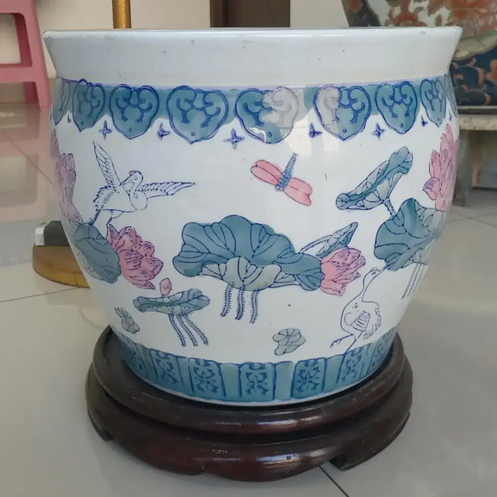 Vas Antik biru putih