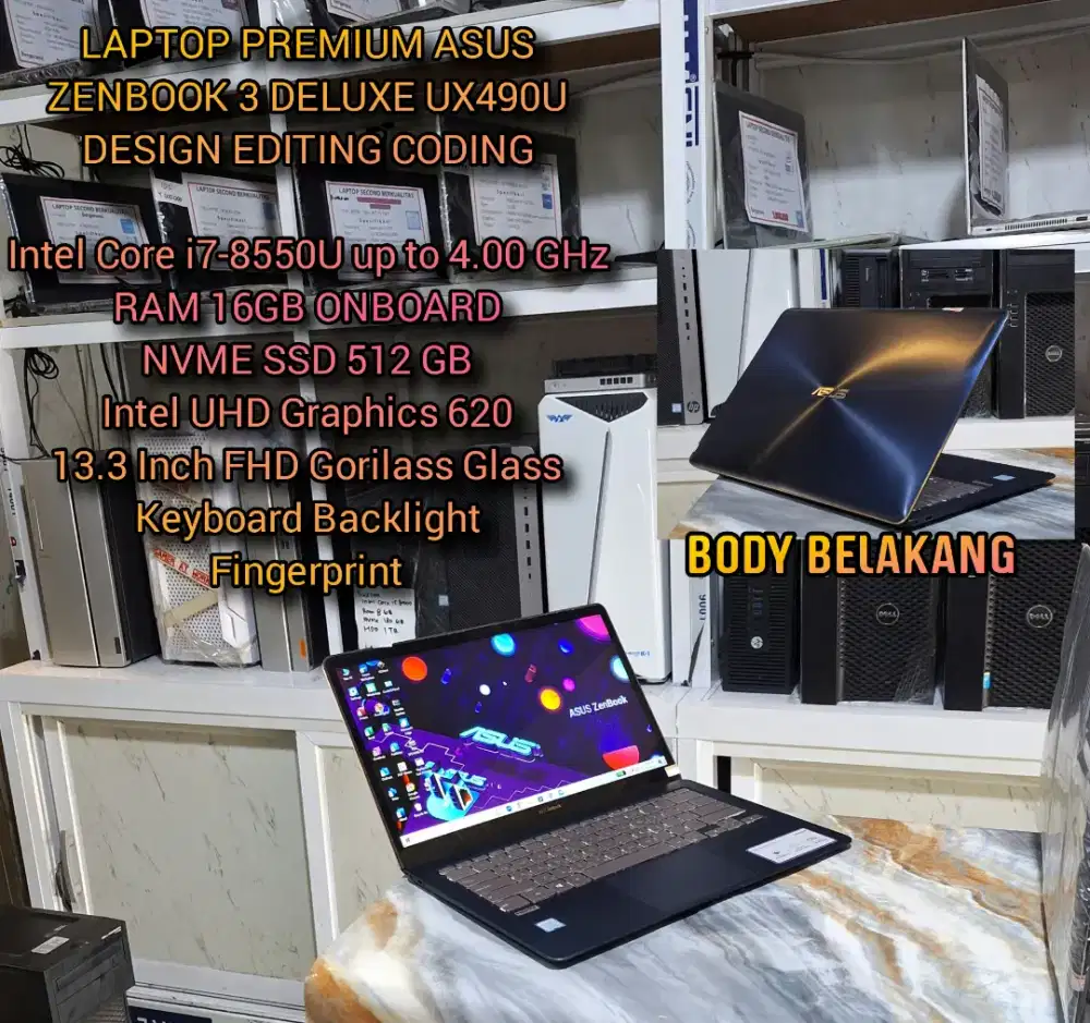 LAPTOP ASUS ZENBOOK UX490 LAPTOP DESIGN EDITING CODING