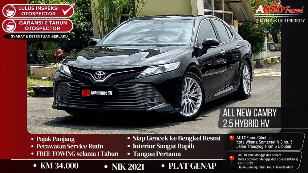 Toyota All New Camry 2.5 Hybrid HV FULLSPEC NIK 2021 Black On Black