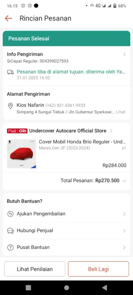 Cover mobil/ selimut mobil