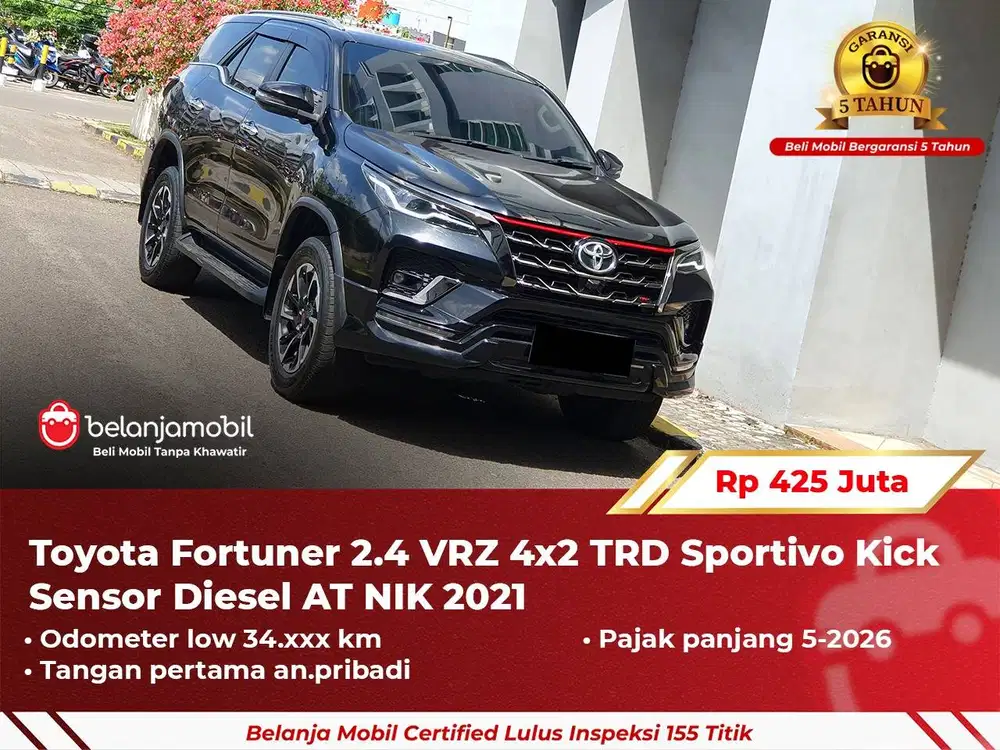 [GARANSI 5TH] Toyota Fortuner VRZ TRD Sportivo Diesel 2021 2022 Hitam