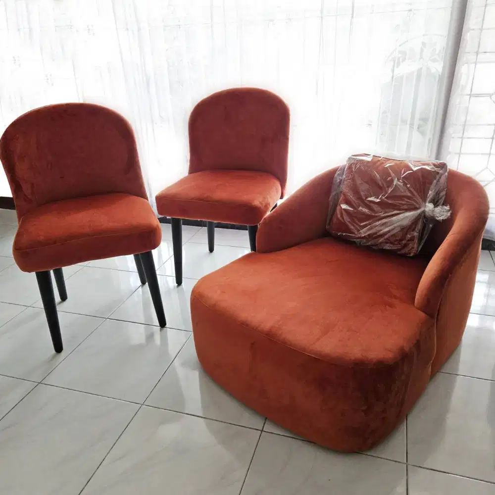3 Kursi Sofa Suede Ruang Santai / Kamar / Anak / Asal Jepara