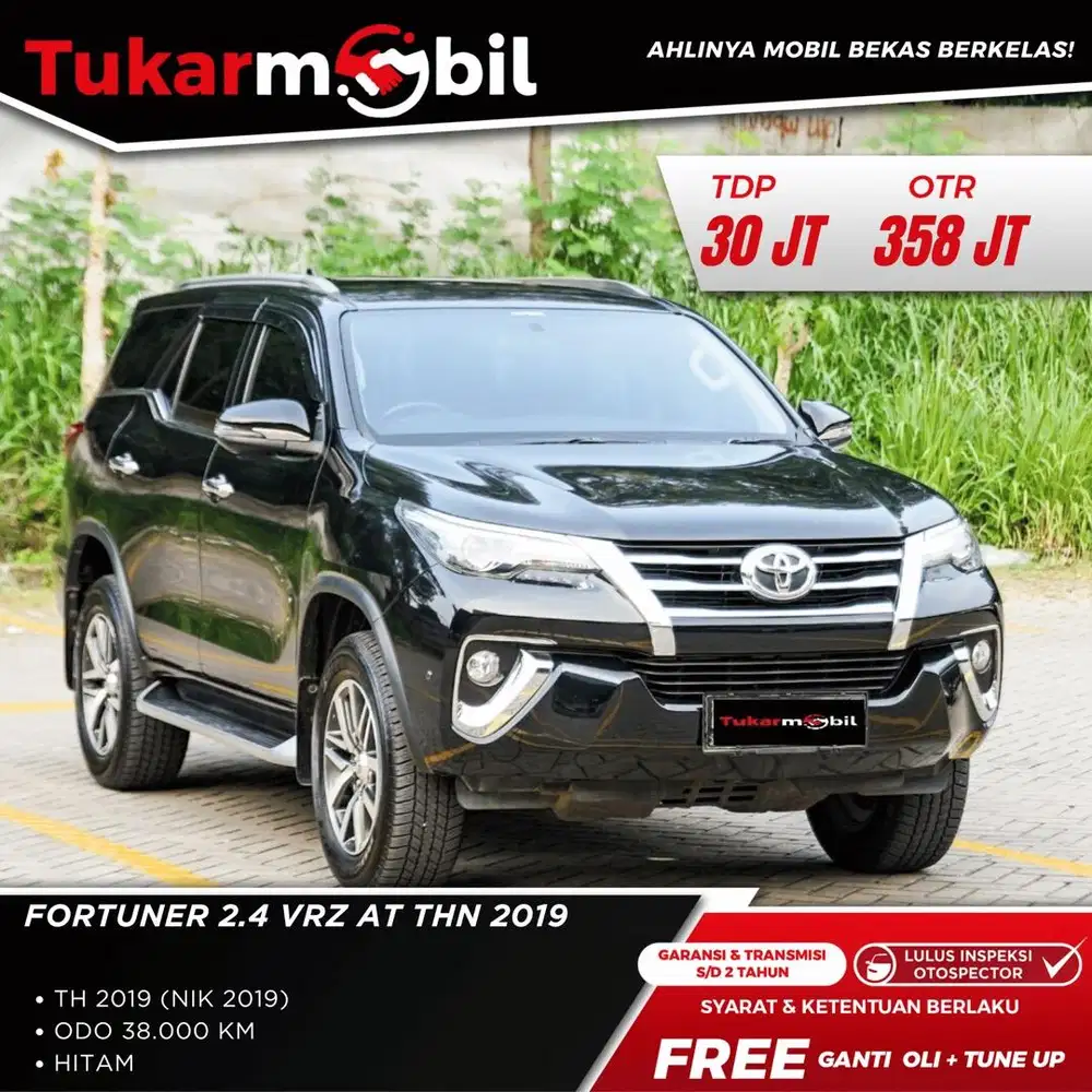[LOW KM] TOYOTA FORTUNER 2.4 VRZ MATIC TAHUN 2019 HITAM PAJAK PANJANG