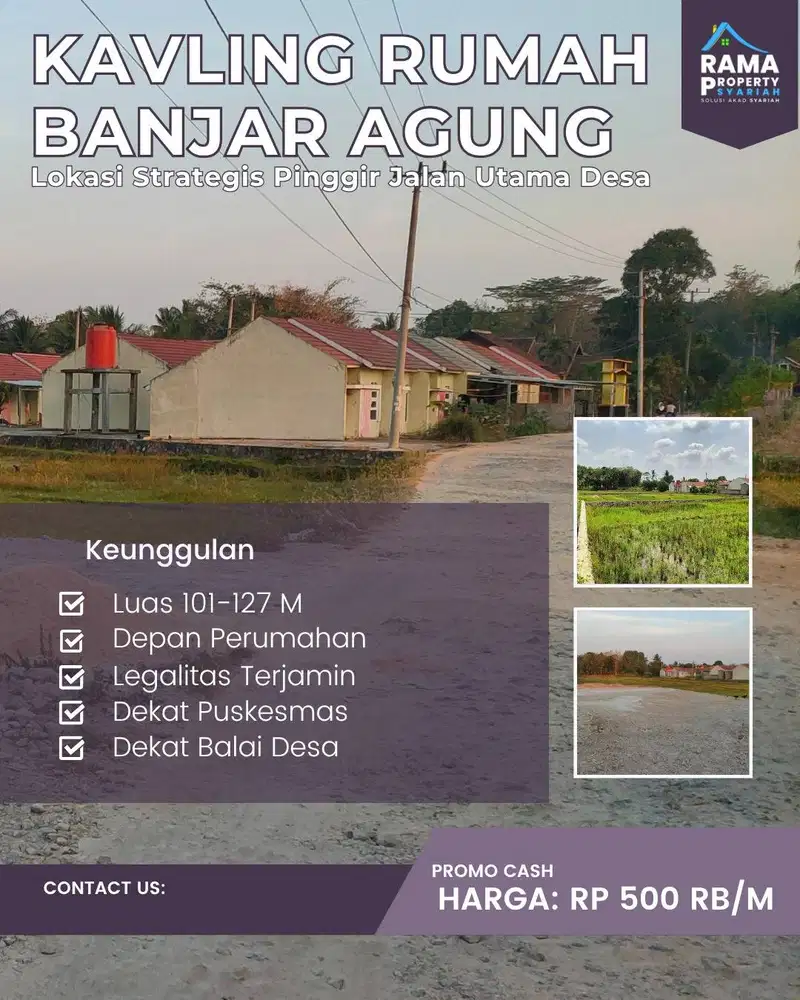 KAVLING BANJAR AGUNG DEKAT DENGAN FASILITAS DESA