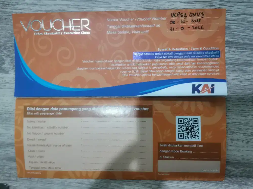 Tiket KAI Kelas ALL Eksekutif (2 Tiket).. ED Januari 2026..